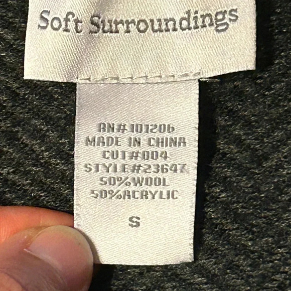 SOFT Surroundings Black Chevron Wool Blend West Saxon Long Sweater Women’s S - Picture 4 of 8